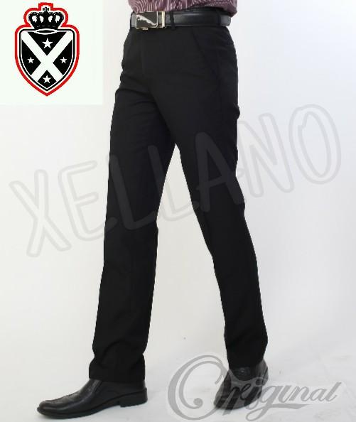 Xellano - Celana Formal Panjang Pria Bahan Anti Air Stretch Slimfit Xellano Vallen Hitam - Celana Kerja Kantor Bahan 28-36