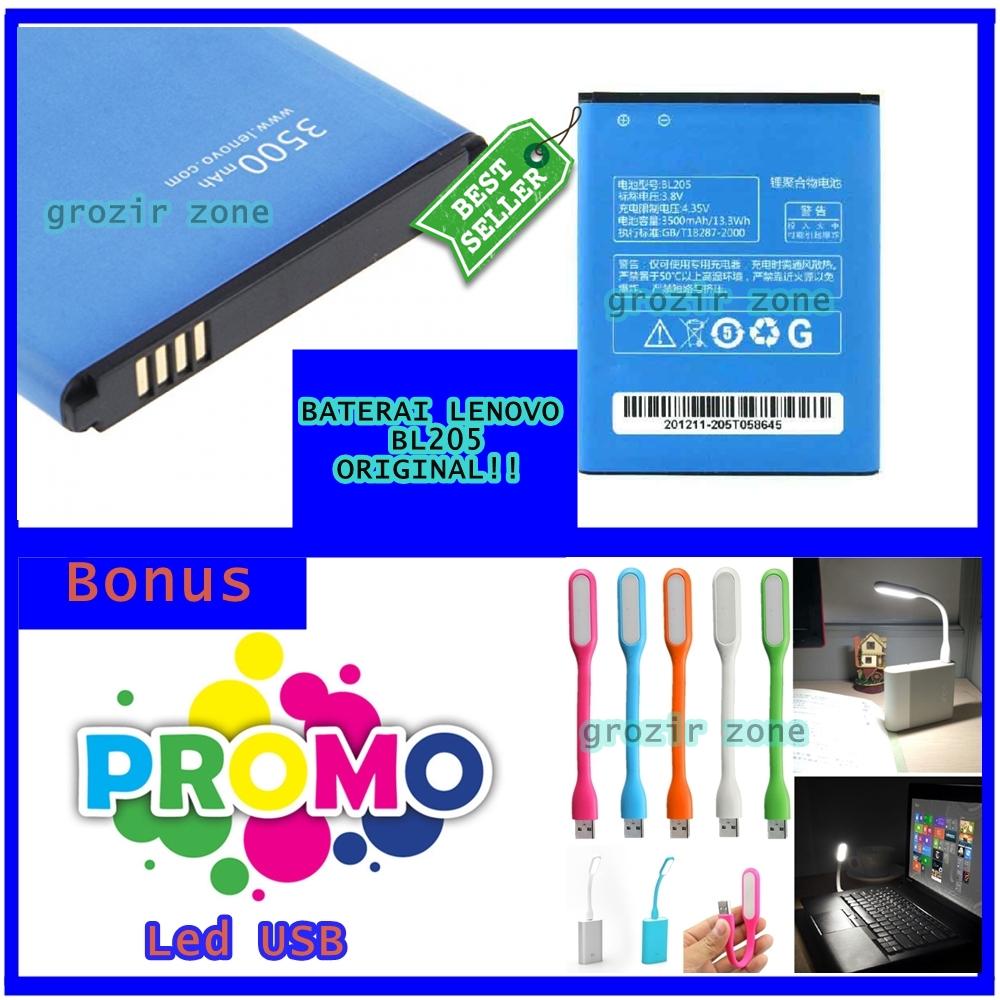 Lenovo Baterai / Battery BL205 For Lenovo P770 / P770i Original - Kapasitas 3500mAh + Gratis Lampu Led Usb ( grozir zone )
