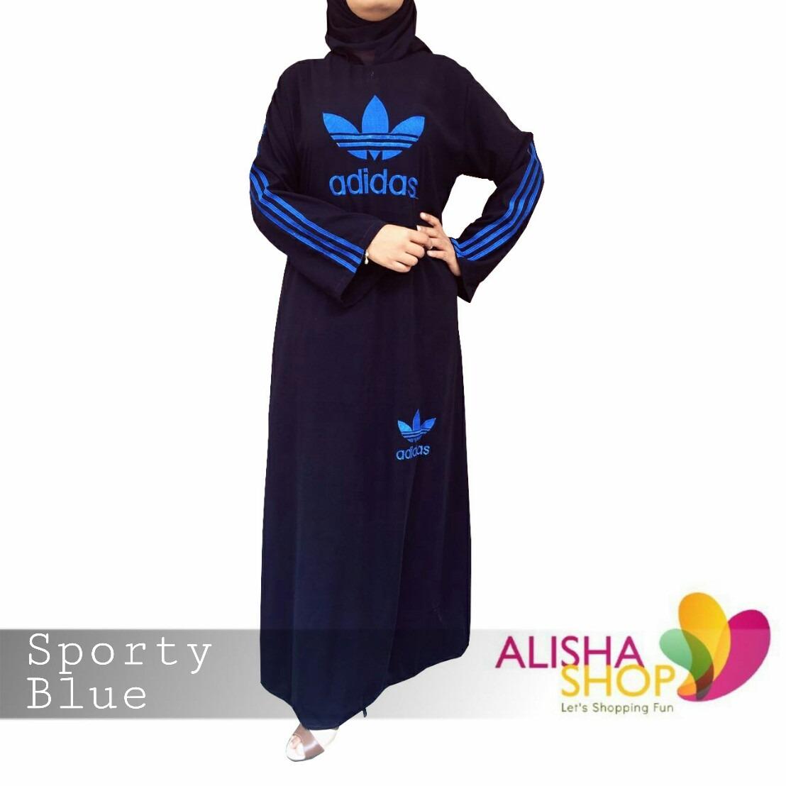 Abaya Gamis Wanita Sporty Blue No Pashmina