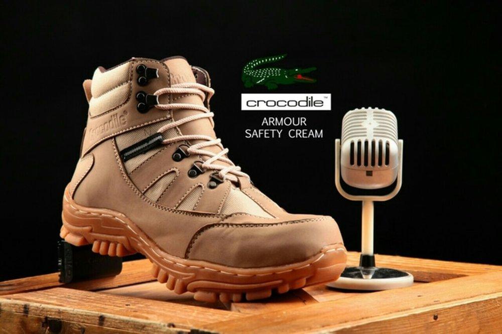 Sepatu Safety Boots Ujung Besi Pria kerja lapangan Aman Touring Biker Keren Murah Crocodile Armour