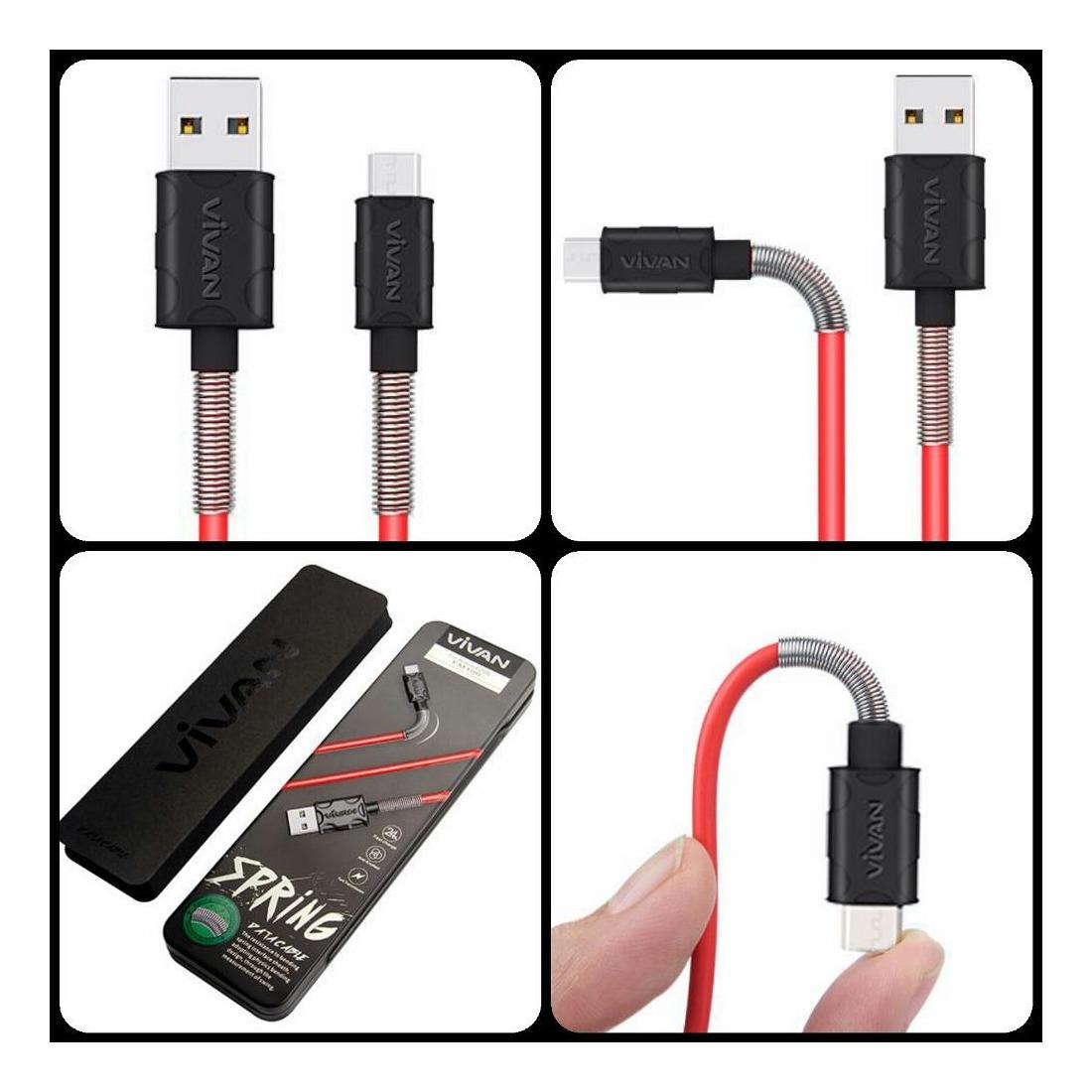 Kabel Data VIVAN FM100 2.4A 1M Spring USB Data Cable For Iphone