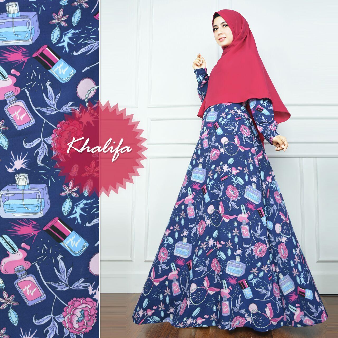 Anggun Gamis – Fashion Wanita - Gamis Muslimah – Gamis Murah – Gamis Kekinian – Satu Set Kerudung - Bahan Monalisa – Khalifa