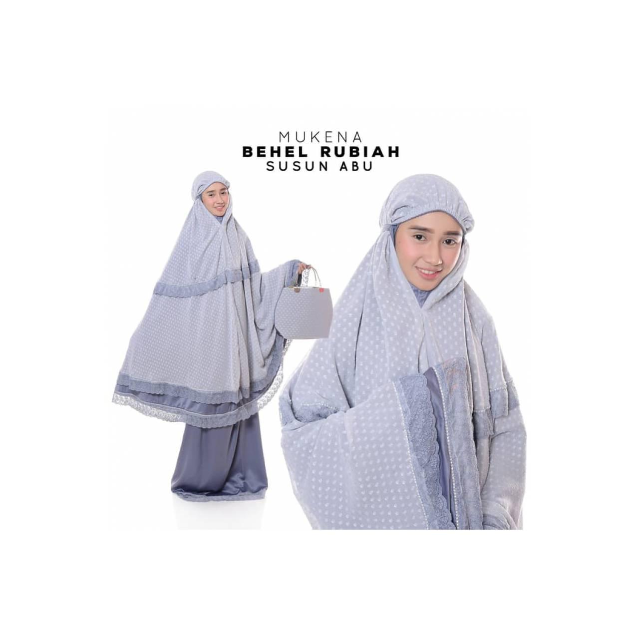 MUKENA DEWASA BEHEL RUBIAH SUSUN ABU MADE IN TASIKMALAYA