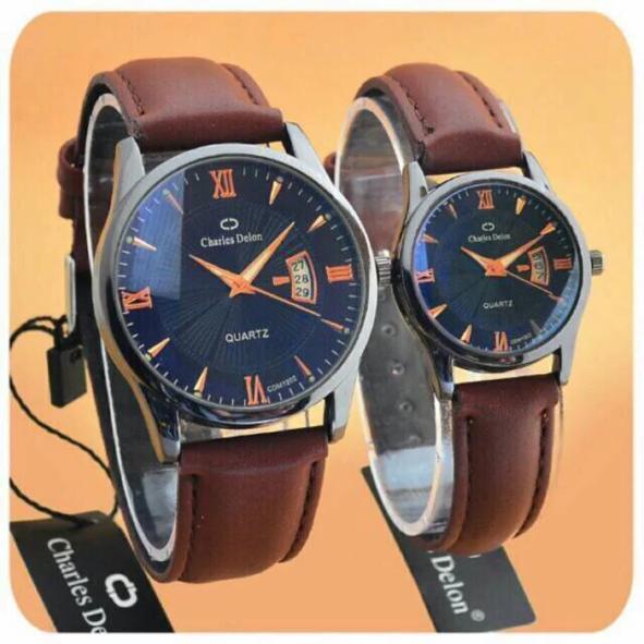 Jam tangan charles delon couple ORIGINAL ada TANGGAL bisa di bawa renang HIGH quality