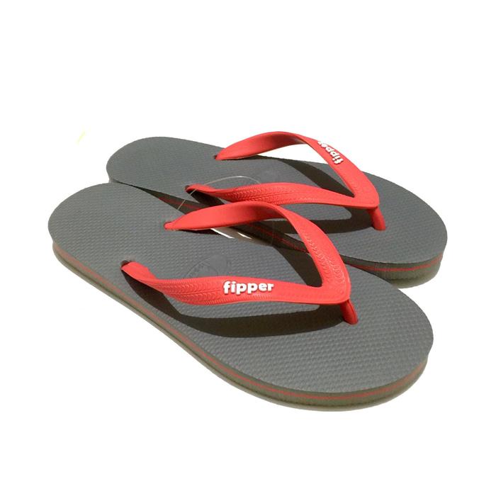 Promo: Sandal Fipper Slick Grey Red - ready stock