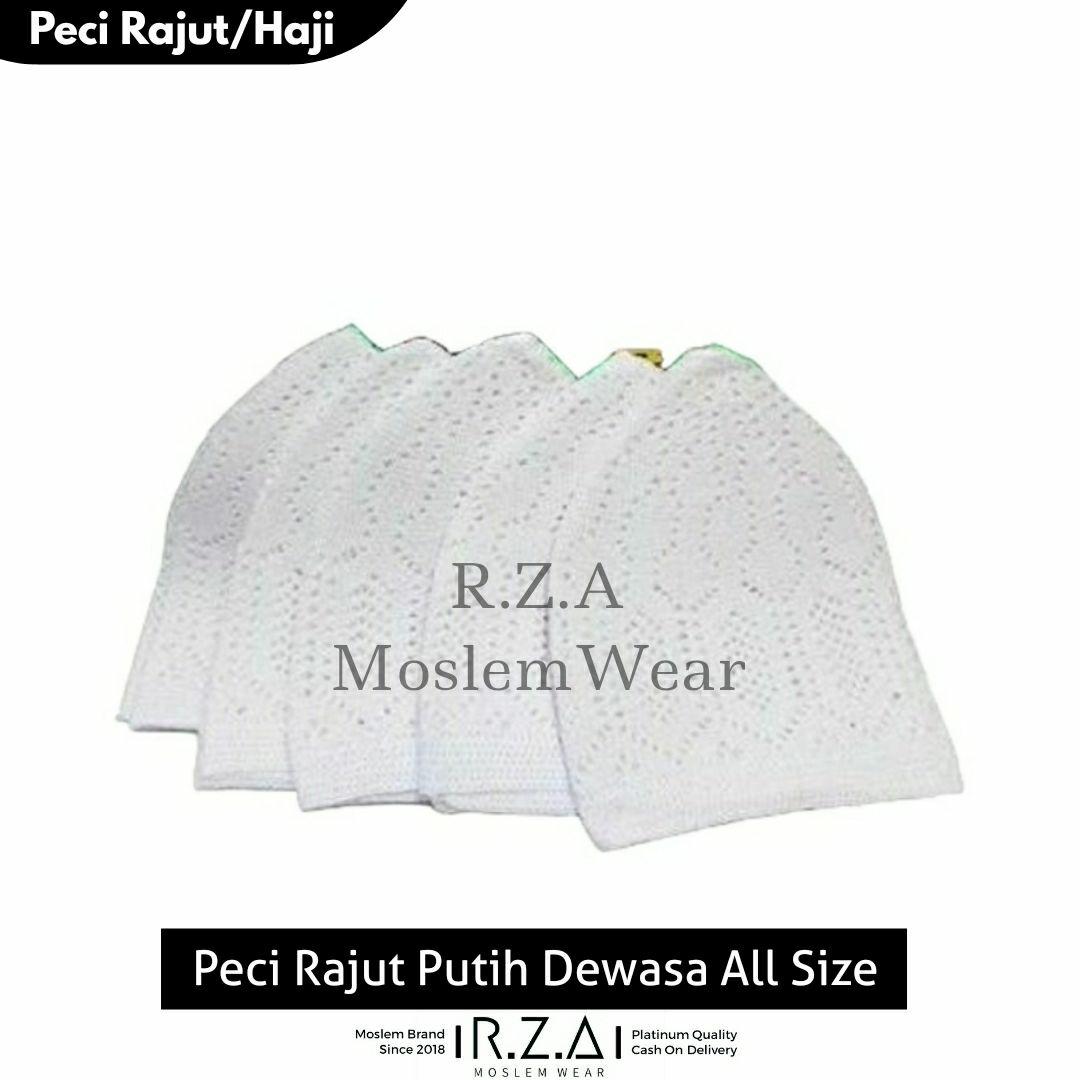 RZA MW Peci Haji Rajut Dewasa All Size Harga Ecer per 1 Peci Lebaran Syar'i Ustad Khalid atidak Isbal Sunnah