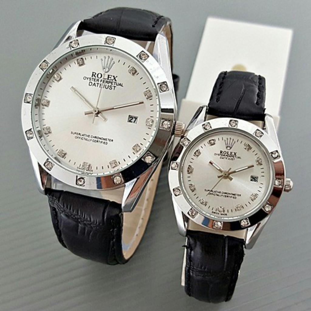JAM TANGAN ROLEX COUPLE DIAMOND KULIT HITAM /NN RLX#001