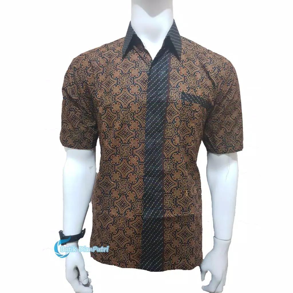 KEMEJA BATIK BATIK PRIA BATIK KANTOR BATIK PEKALONGAN BATIK EKSLUSIF MURAH TEBAL- MOTIF CAPUCINNO