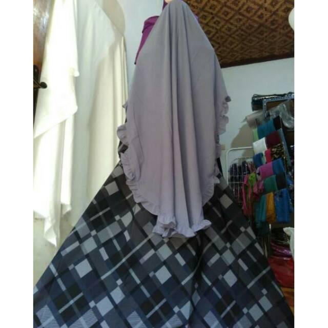 Gamis set jilbab monalisa kubika cubica kotak kotak black edition dress syari jilbab kriwil rempel (gamis + handsock)