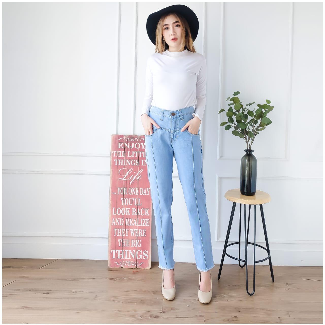 Celana BOYFRIEND HW pull & bear ADEL jeans BF DENIM TEBAL IMPORT JUMBO