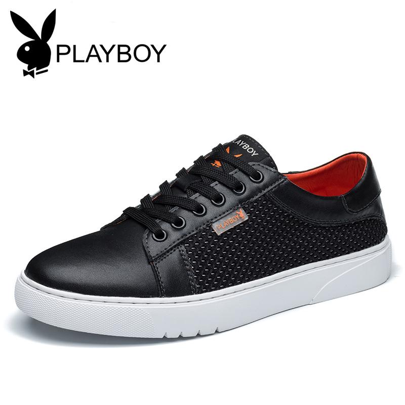 Playboy Putih Musim Panas Sepatu Bernapas Sepatu Sepatu Pria (Hitam)