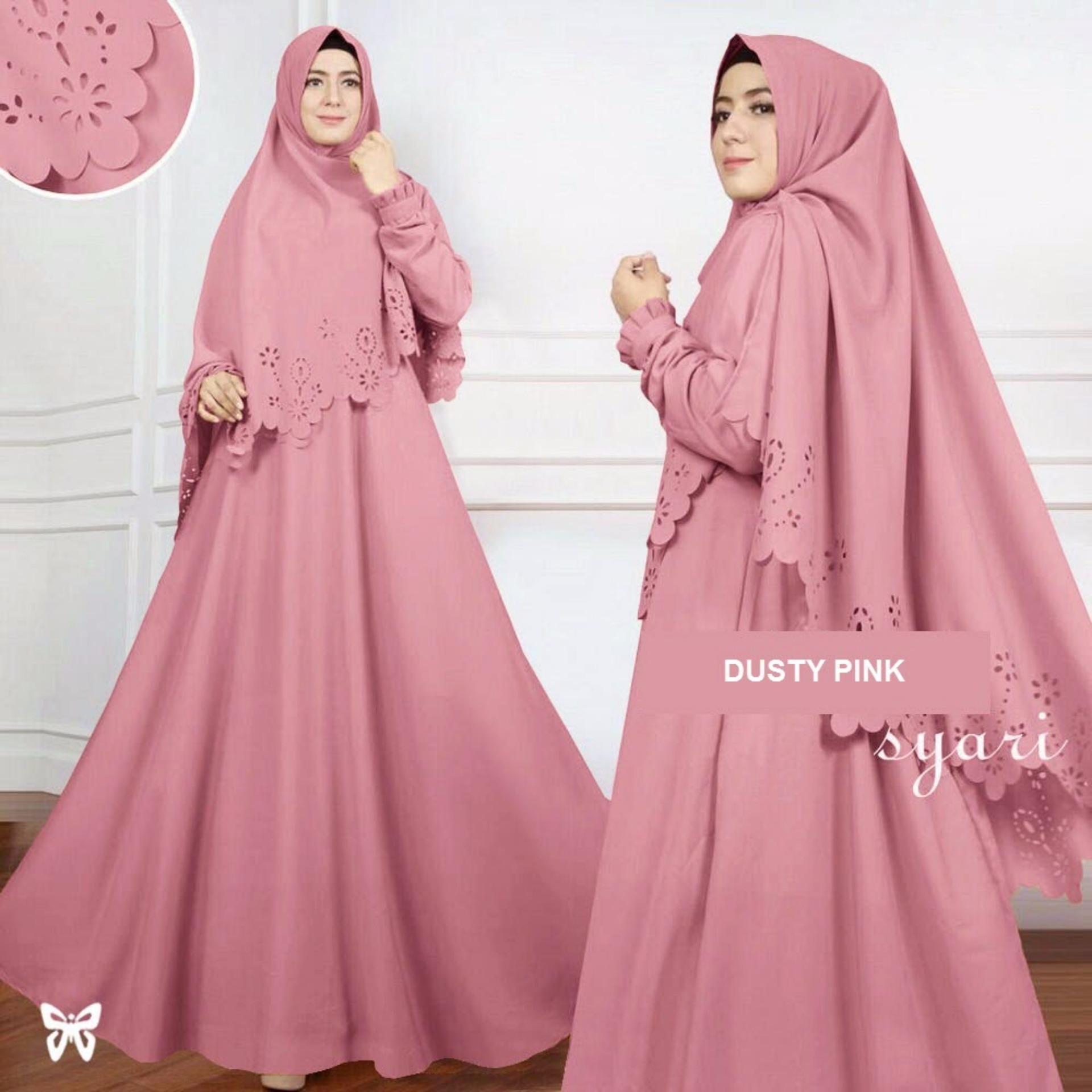 Sera Outfit Gamis Syari Set 2 in 1 Laser MSR063 / Baju Muslim Wanita Syar'i / Gaun Pesta Muslimah / Maxi Dress Lengan Panjang / Hijab / Srzada