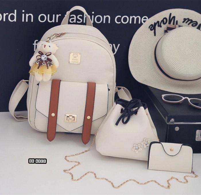 PROMO TAS RANSEL LV CREAM (TANPA BONEKA,TOPI DAN KACAMATA) TERLARIS