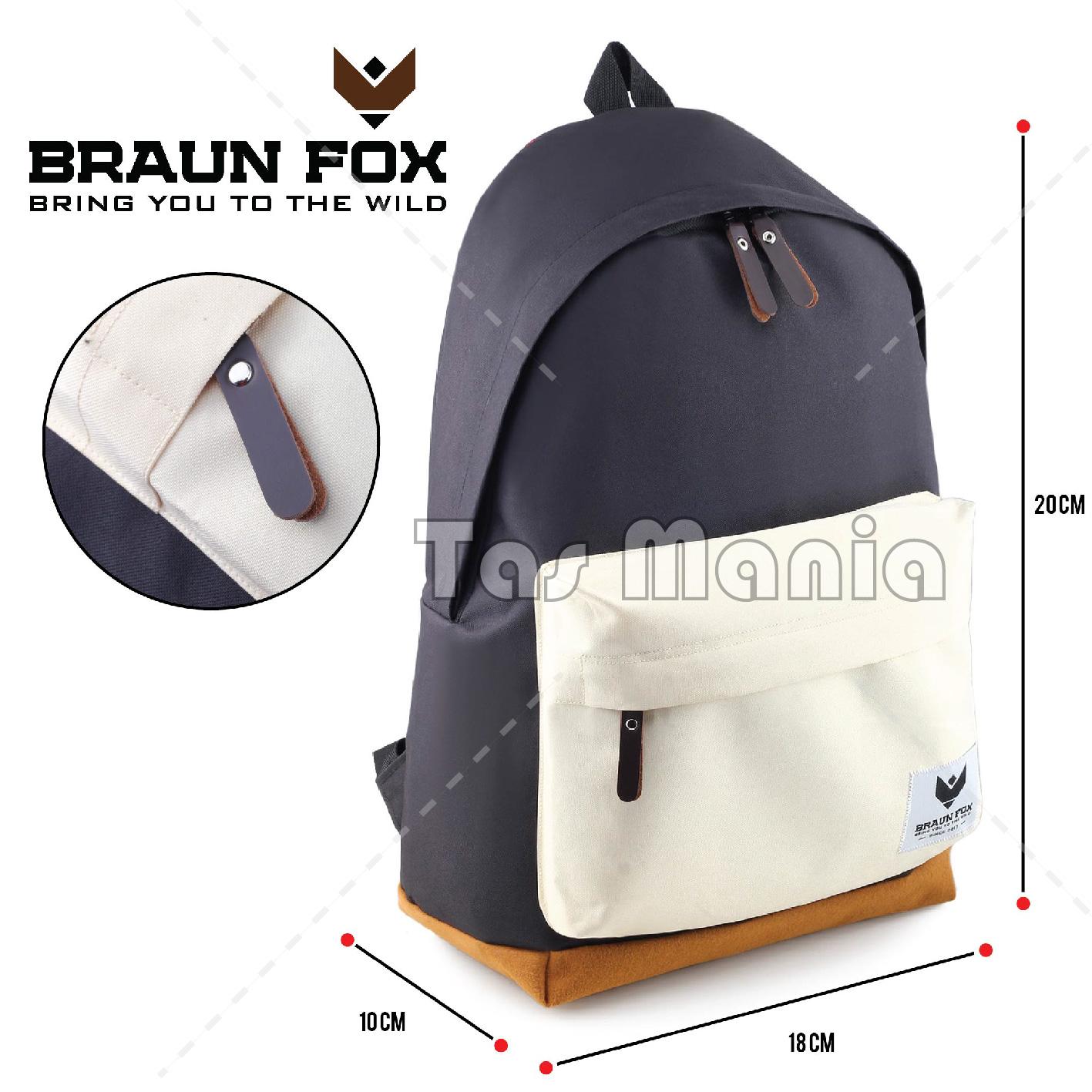 Tas Ransel Pria / Wanita Korea Braun Fox - Woodzee Casual Dailypack Laptop Backpack - Black White Korea Style Import Gaya Korea Distro Sekolah Remaja Fashion Eiger Bodypack Fila Anello Kanvas Canvas Ransel Unisex Fashion Pria Termurah Terlaris Best Seller