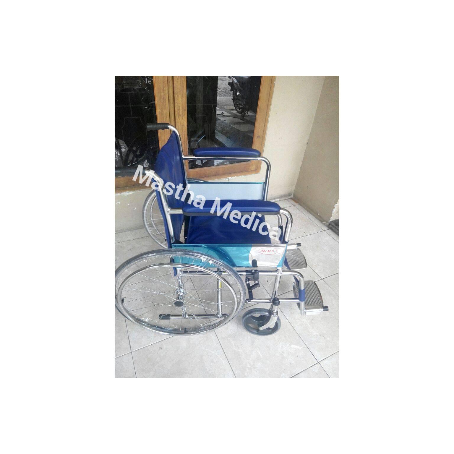Kursi Roda Standart Rumah Sakit Kuat Murah + Rem Roda Avico Jok biru