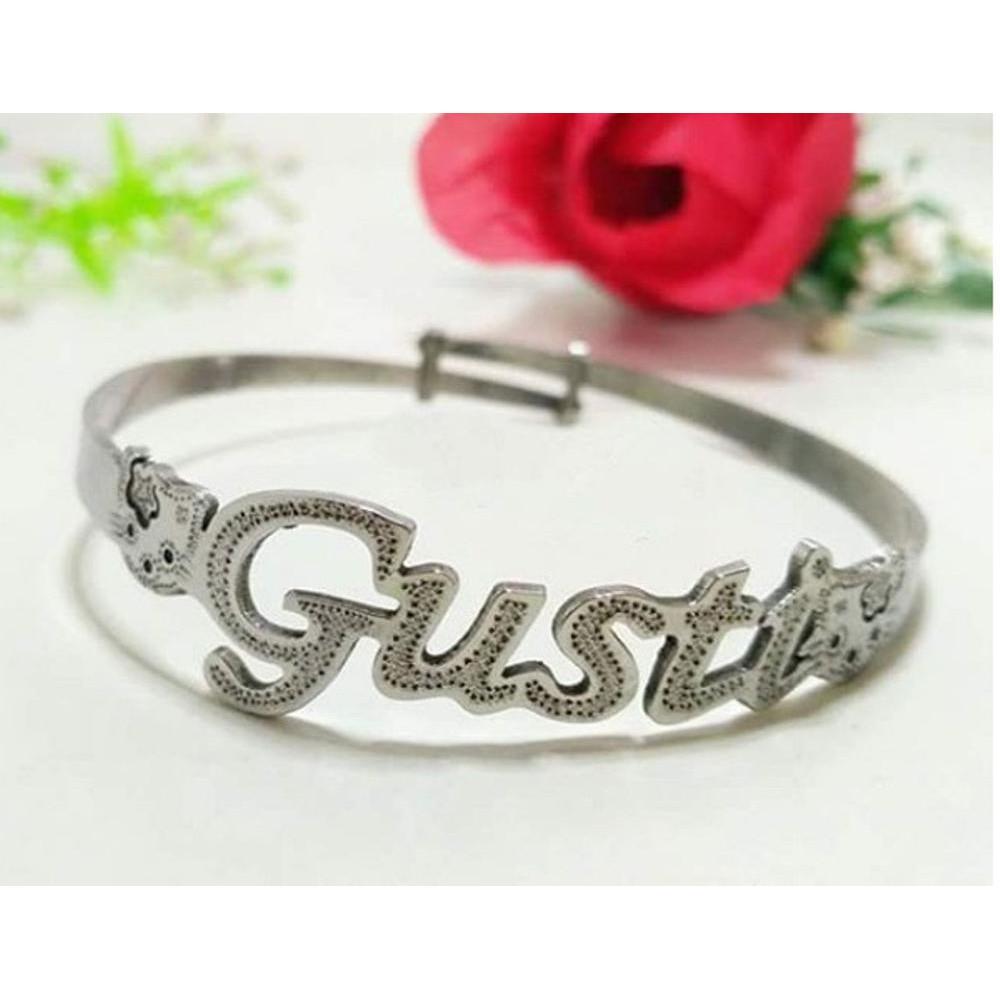 Gelang Nama Perhiasan Nama Hellokitty HK Monel Ukir Grafir