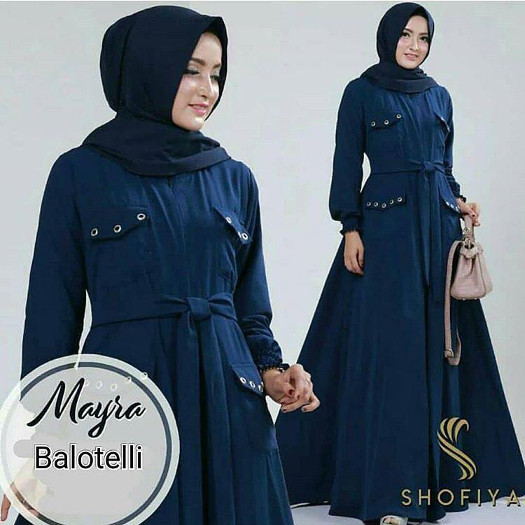 BAJU SYARI MUSLIM MURAH MAYRA DRESS NAVY / BAJU MUSLIM / GAMIS MUSLIM / GAMIS BARU / LONG DRESS