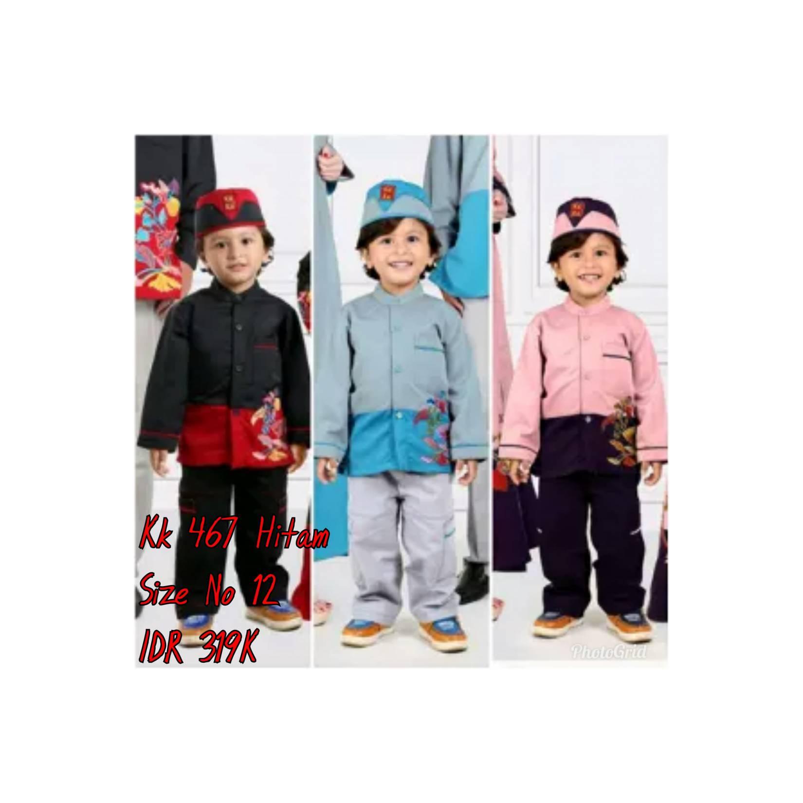 Keke Baju Anak Muslim KK 467 Hitam No12 Diskon / Sale / Obral 25%