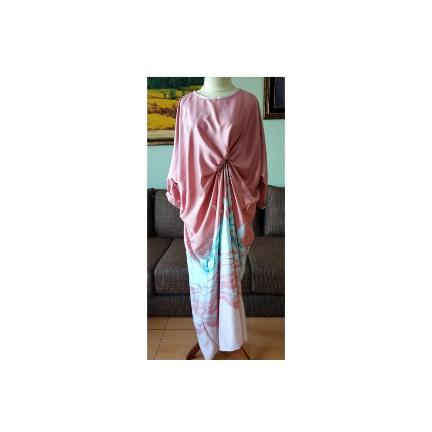 Sweet Pink Side Folded Modern Kaftan