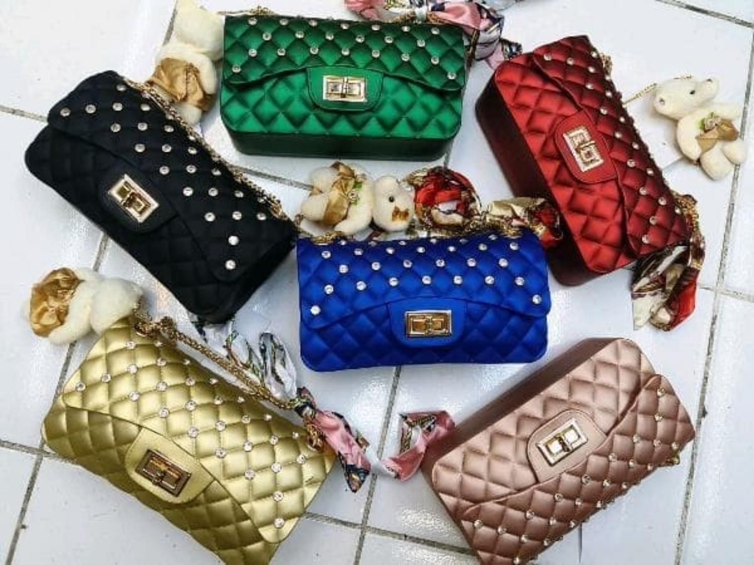 tas jelly matte diamond clasik 22cm jely manik manik jeli cantik import uk sedang bukan kecil