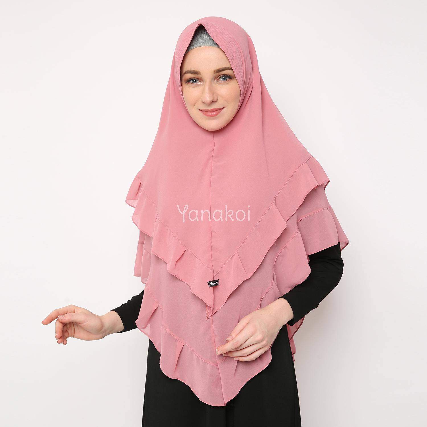 Yanakoi Hijab - Jilbab Khimar Zanetta Warna Pink Dusty