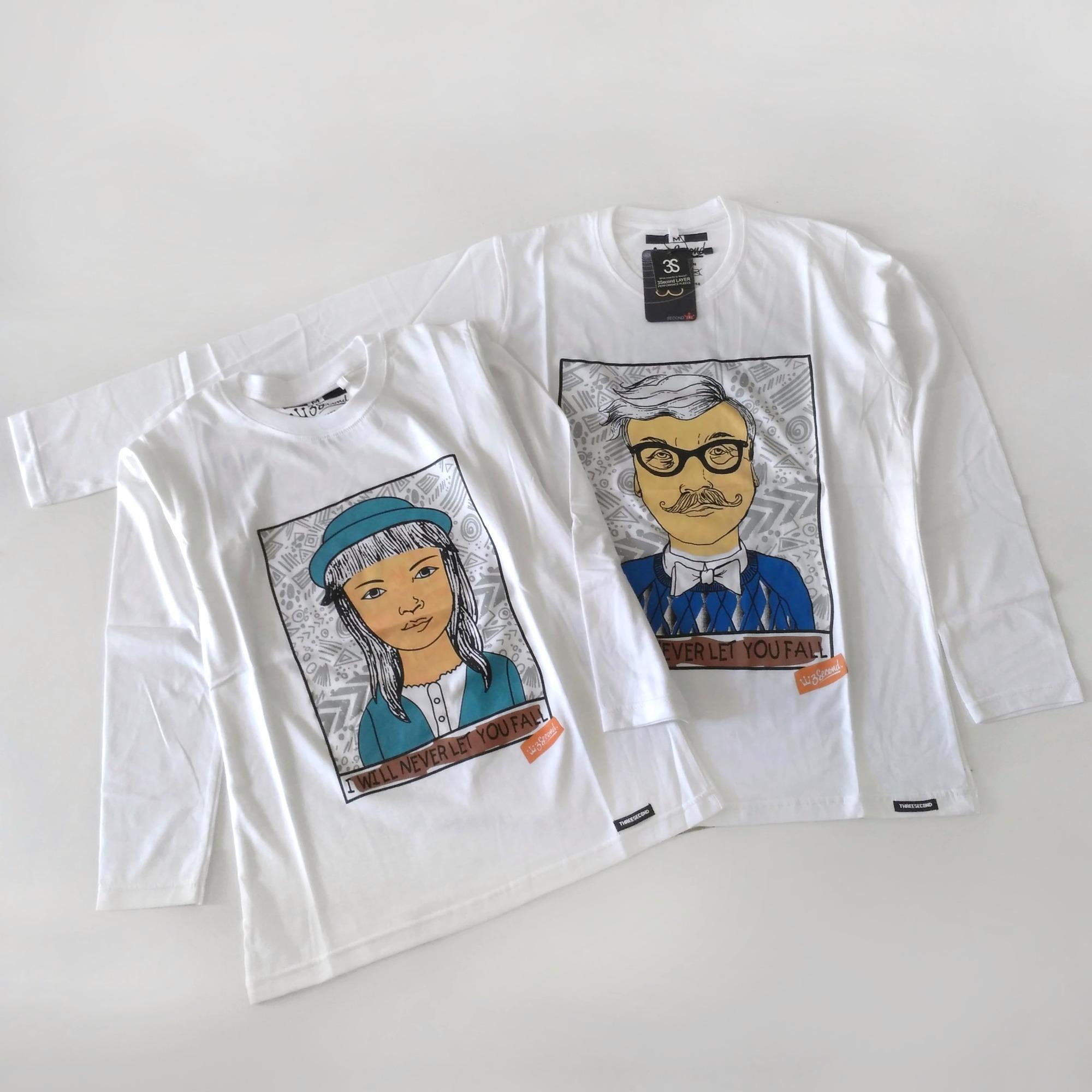 Kaos Couple 3Second Lengan Panjang Warna Putih/ Baju Couple Pasangan/ Pria
