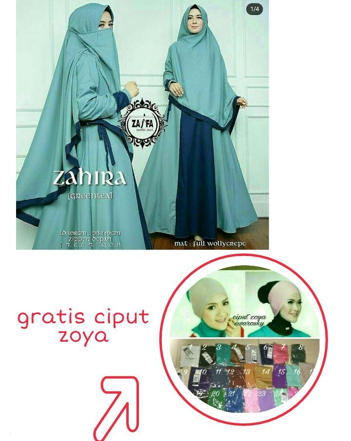 dress zahira syari liza gratis ciput bandana zoya