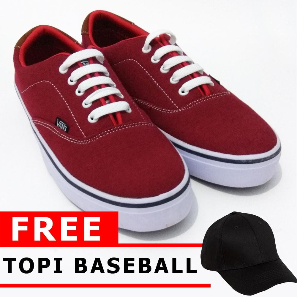 Just Cloth Sepatu Pria Sneakers Casual Vans Authentic Unisex + Free Topi Baseball