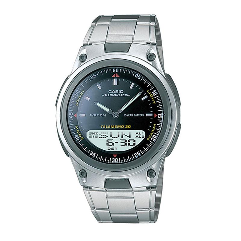 CASIO ORIGINAL Digital Analog AW-80D-1AV - Jam Tangan Pria - Abu-abu-Hitam - Stainless Steel- Starwatch AW-80D / AW-80D-1A / AW80D / AW-80D-1AV / AW 80D 1A