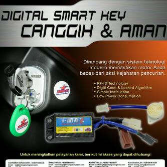 ALARM SMART KEY SATRIA F150 | ( gembok alarm motor anti maling koper sepeda pagar cakram kinbar kode tas mobil clock rumah sensor gerak pintu digital remote lock bht ) |