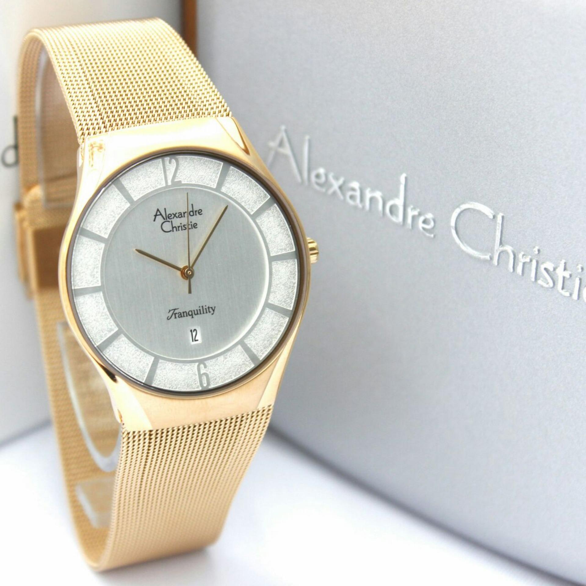 Alexandre Christie AC8331OS - Jam Tangan Fashion Wanita Murah - Design Rantai Pasir Steel