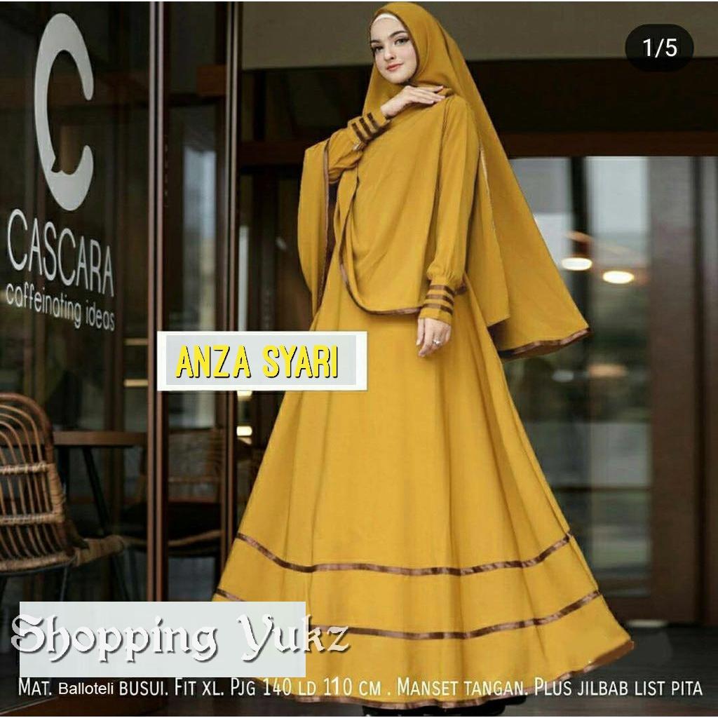 Shopping Yukz Baju Gamis Maxi Dress Muslim Wanita Syari 2in1 ANZA ( Dapat Jilbab ) / Dress Muslim / Gamis Wanita / Baju Muslim / Hijab Muslim / Fashion Muslim / Syar'i Muslim / Maxi Dress Lengan Panjang / Gamis Modern