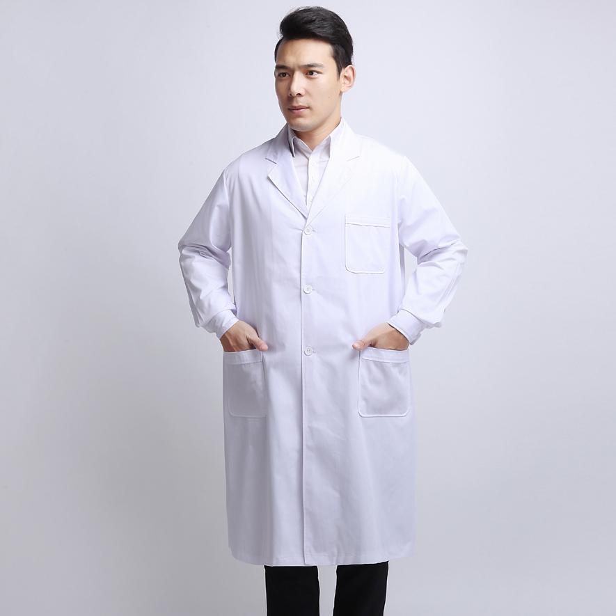 JD Perawat Laki-laki Jas Lab Putih Kustom (Biru Tua Model Musim Semi dan Musim Gugur)