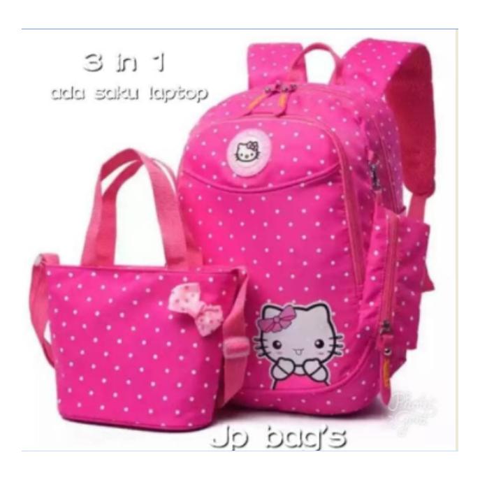 Grosir Tas Ransel Anak Sekolah SD Perempuan Hello Kitty 3in1 Murah 2