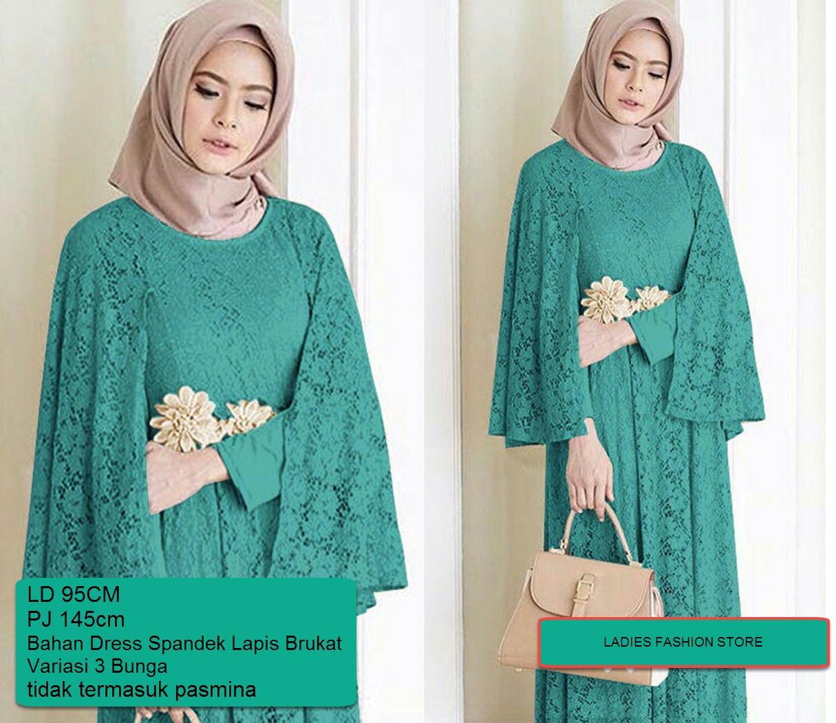 LF Gaun Gamis Panjang Wanita / Dress Muslimah Maxi Lengan Panjang / Gamis Lebaran / Gaun Pesta Terbaru / Terusan Gamis Panjang / Baju Gamis Muslim Wanita / Baju Gamis Murah Lebaran 2018 / Gamis Murah Bagus / Gamis Panjang Syari Syar'i (GiNARE) SS TOSCA