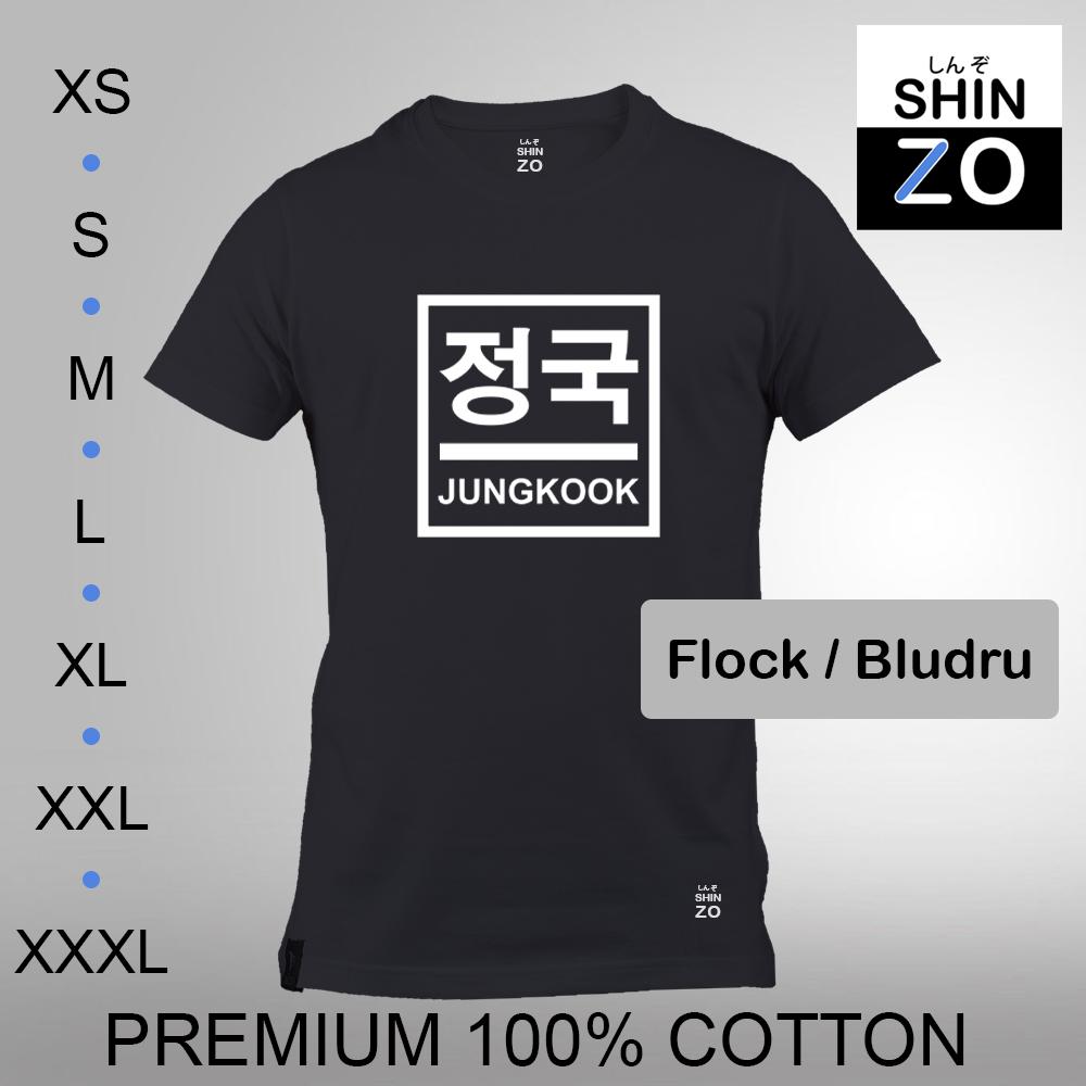 Shinzo Design - Kaos Oblong Distro T Shirt Tee Casual Fashion Atasan Cloth Anime Custom - Premium Cotton Combed 30s Ring Spun Export Quality - Pria - BTS Bangtan Sonyeondan Jeon Jung Kook - Black Hitam