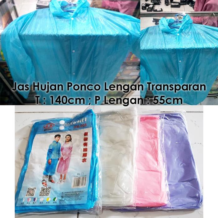 Jas Hujan Ponco + Lengan Warna Transparan - Rain Coat Murah Surabaya Terbaru