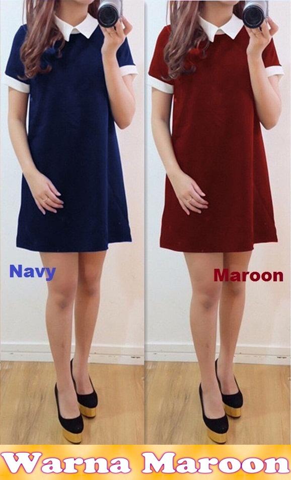 Popuri Fashion Baju Dress Shakita Wanita - Maroon - Spandek Lengan Pendek Baju Dress Wanita Murah Kekinian Terbaru Gaun Pakaian Gaun Dress Wanita Dresss Gaun Dress Wanita Dres