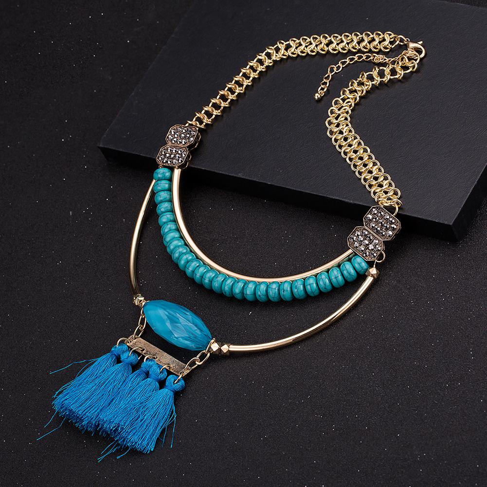 Jual panas berlebihan aksesoris merek grosir fashion resin paduan kalung ekspor FSN328-C biru FSN328