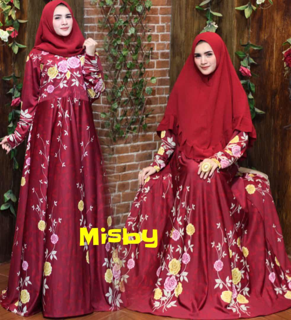 Nurulcollection-Baju dress gaun muslim murah/gamis syari terbaru/gamis melar motif size XL-klok 4m