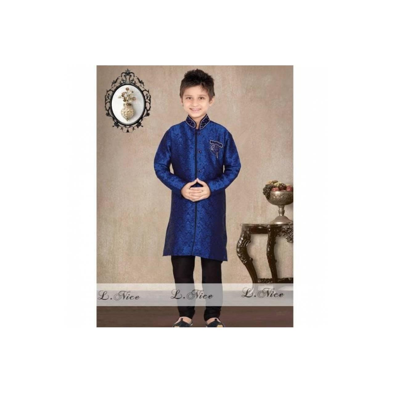 STELAN BAJU KOKO ANAK BIRU + PANTS HITAM (RSBY-1734)