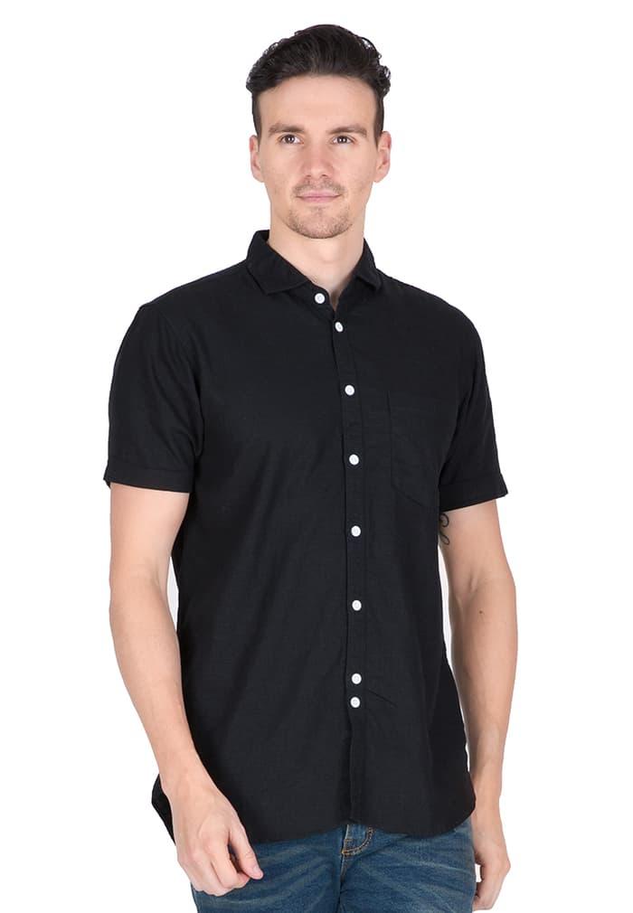 Tendencies - Kemeja pendek - CONTRAST BUTTON BLACK - Hitam, S - zaKPKB