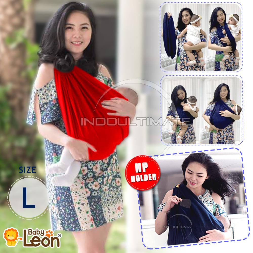 BABY LEON Gendongan Bayi Kaos/Geos/selendang Bayi Praktis BY 44 GB Polos Ukuran L - Red Chili
