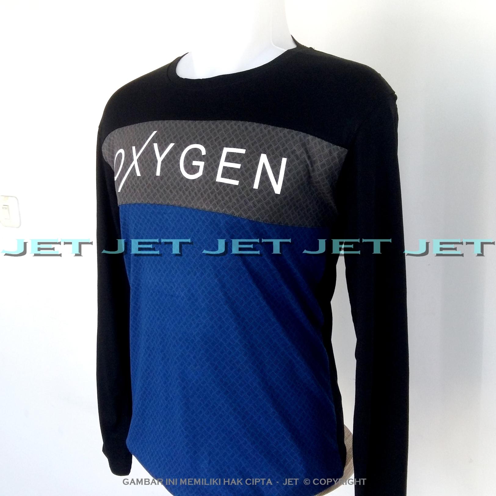 JET - Kaos Distro OXYGEN Lengan Panjang Soft Rayon Viscose Blended Lycra Size M Fit To L Pria / Wanita Garis Salur Motif Visual Art