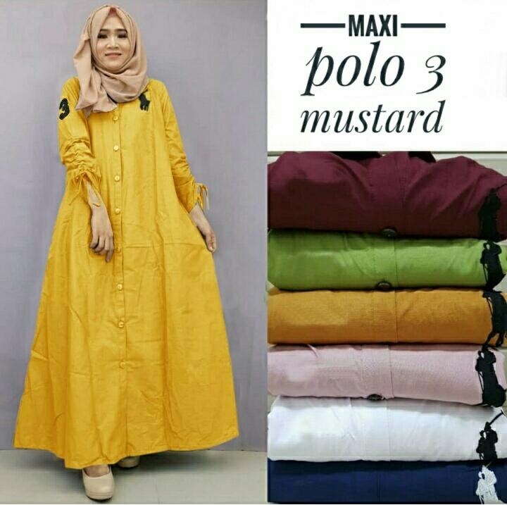 Grosir Hasanah Maxi Panjang Polo / Dress Polo / Fashion Muslimah hijub Style..