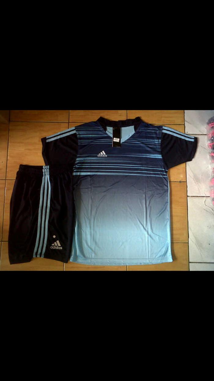 Best Top Seller!! Setelan Adidas Printing Garis Biru - ready stock