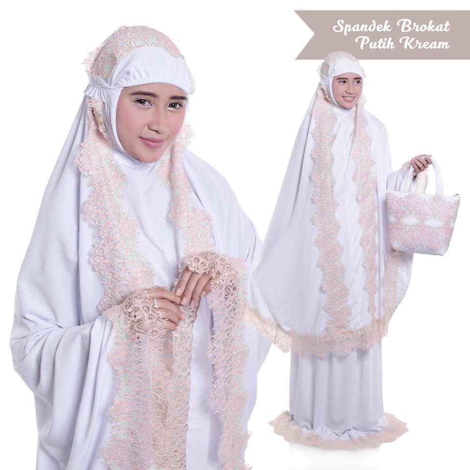 TERLARIS!!! MUKENA SPANDEK BRUKAT PUTIH KREM mukena mewah / mukena dewasa / mukena tatuis / mukena anak / mukena bali / mukena katun jepang