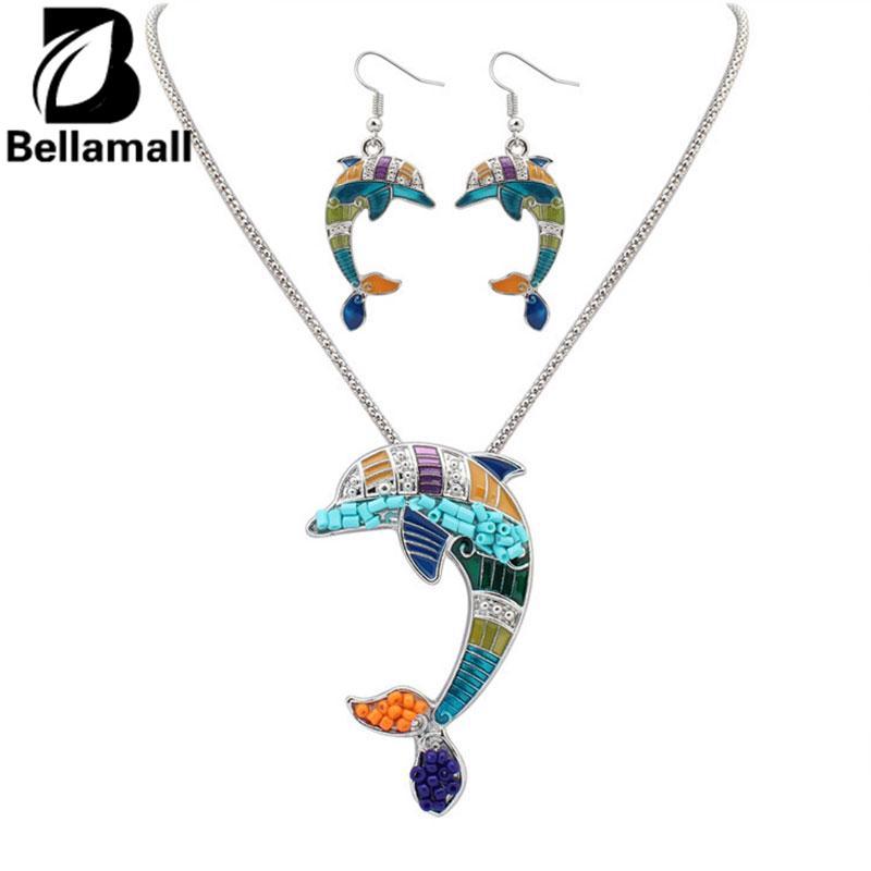 Bellamall: Dolphin Anting Kalung Lucu Perhiasan Set Lovely Hewan Aksesoris Menarik-Intl