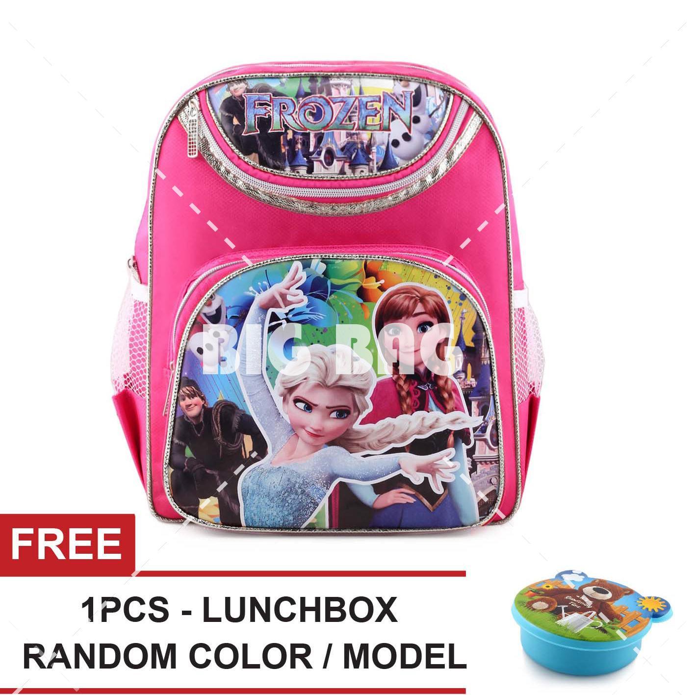 Tas Ransel Anak - Frozen Anna Elsa - The Snow Queen - School Bag Tas Sekolah Anak + FREE Lunchbox Random Color / Model Tas Anak Tas Sekolah Tas Anak Karakter