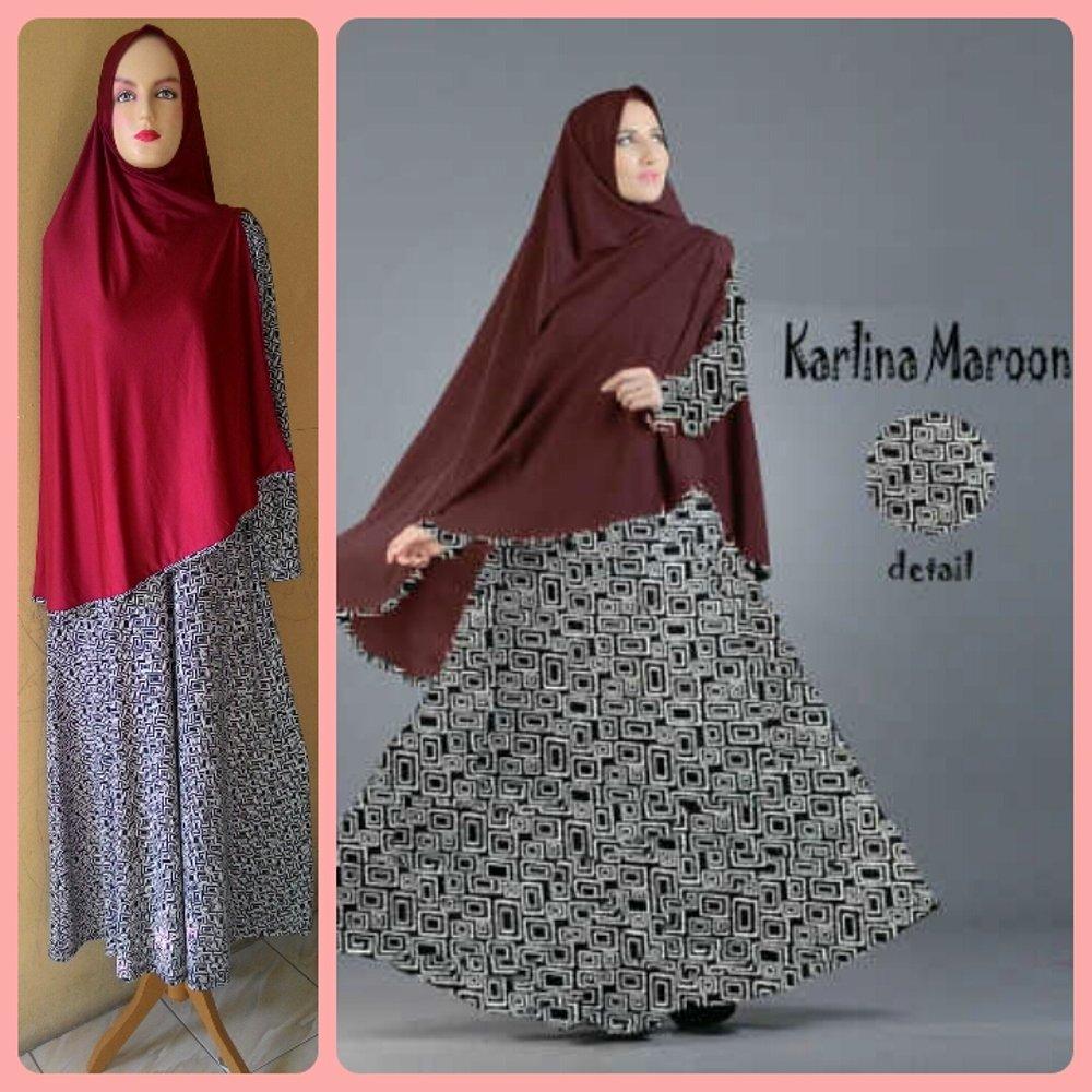 Gamis Syari Murah Karlina Marun (cantik,terbaru,modis) di lapak Raja Busana Muslim rajabusanamuslim